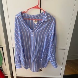 A Shirt Thing Women Blue Long Sleeve Blouse Size M